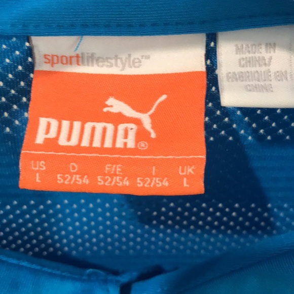 Puma Mens Polo Shirt Golf Size Large Blue Air Vent Short Sleeve Golfing Sports - Picture 3 of 8